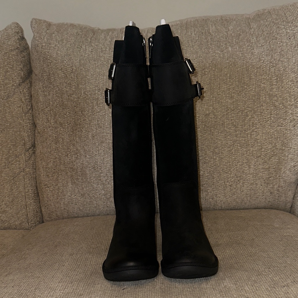 Ugg Black Heeled Boots With Buckle Detail